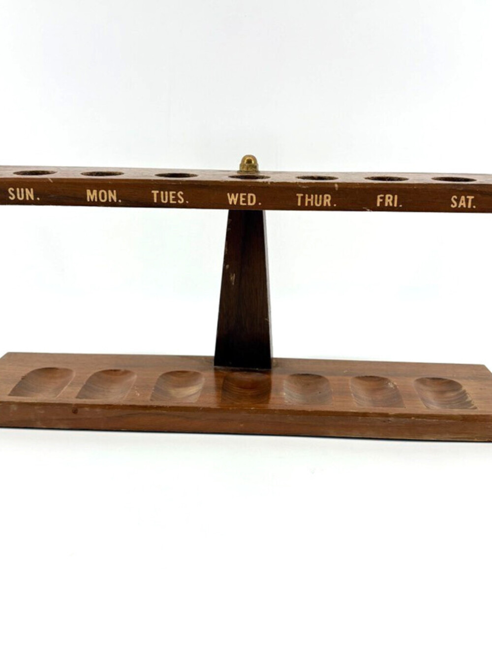 Vintage Wood Smoking Tobacco 7 Pipe Stand Holder with Days of the Week